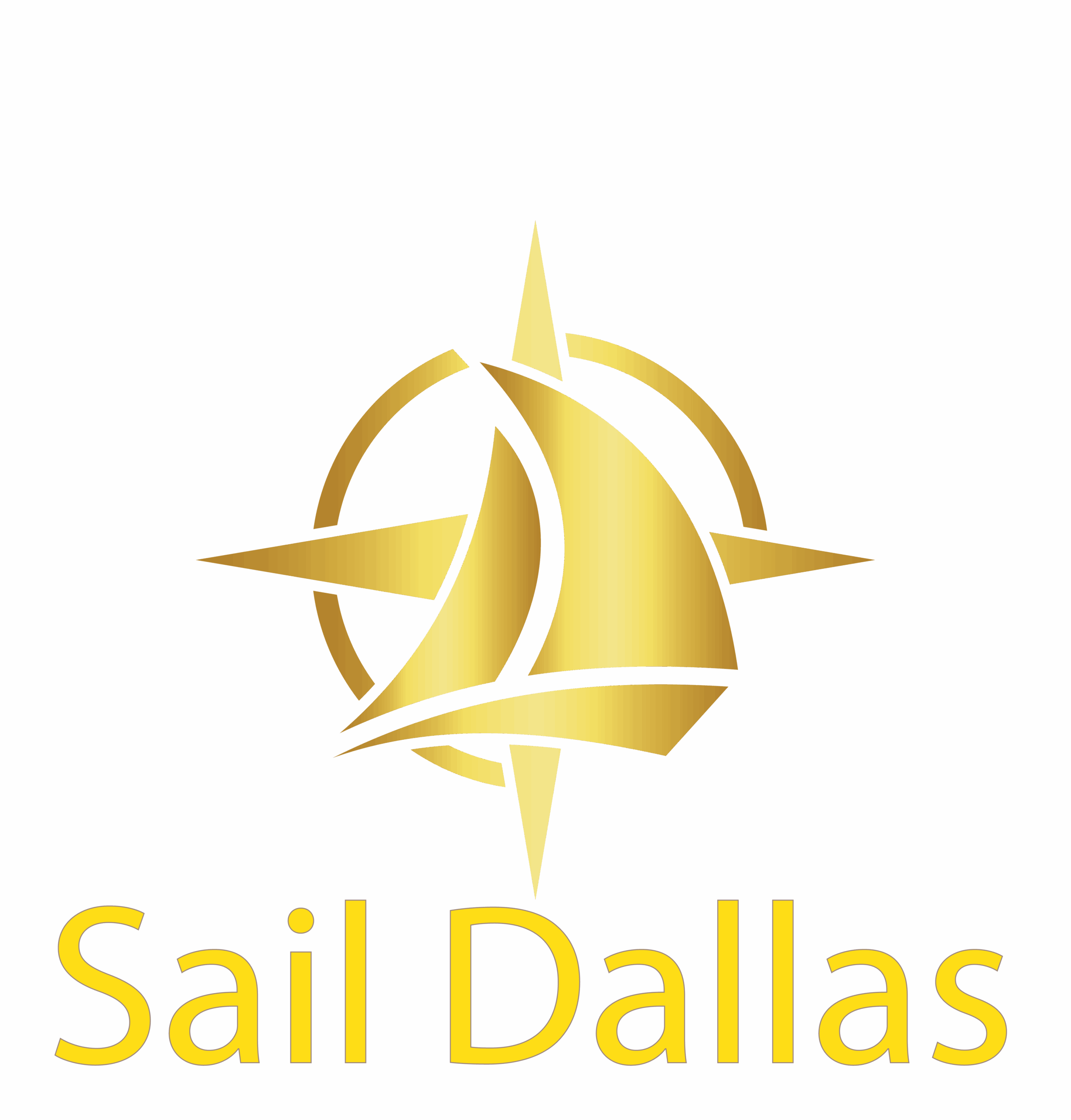 Sail Dallas with a golden sailboat on a compass